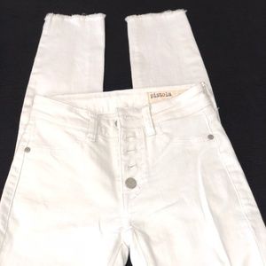 Pistola Naomi Exposed Button Fly Crop Jeans White
